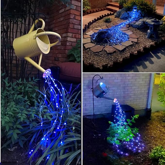 Solar Fairy String Lights Outside Blue, Waterproof Solar Powered Waterfall - Image 3