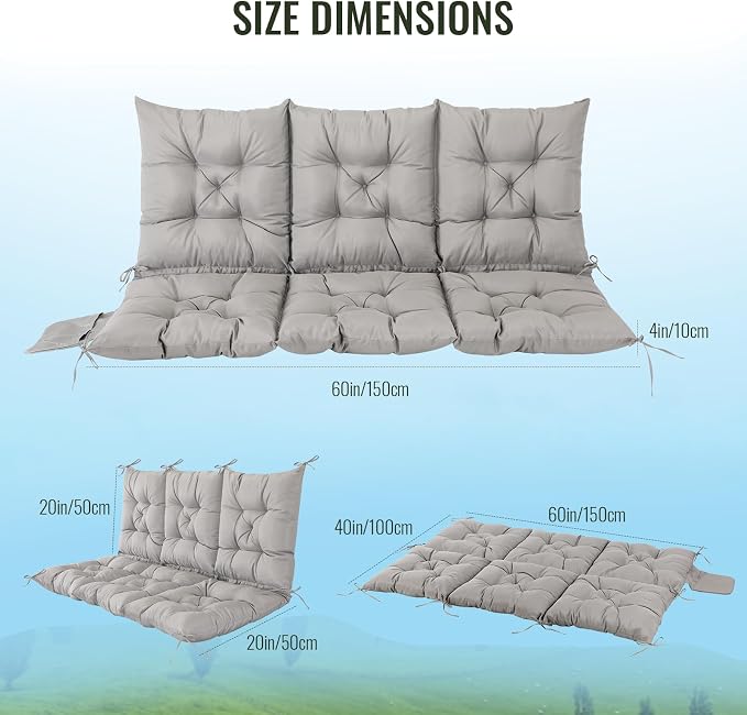 NACATIN 3 Seat Cushion for Outdoor Swing - Image 3