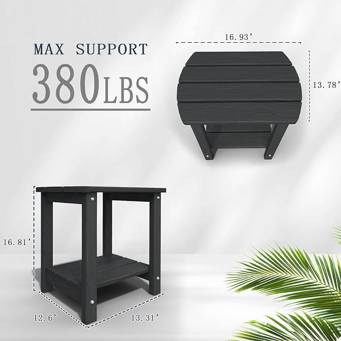 Adirondack Outdoor Side Table, 2-Tier Sturdy Patio End Table Weather Resistant - Image 3
