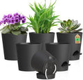 4 inch Self Watering Pots for Indoor Outdoor Plants, 6 Pack Plastic Flower by WSMKSZ