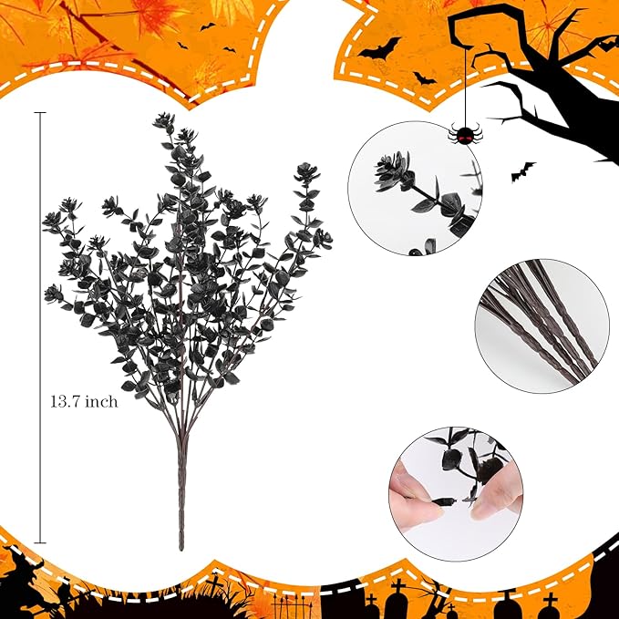 AGIRL 12 Bundles Black Artificial Flowers - Image 2