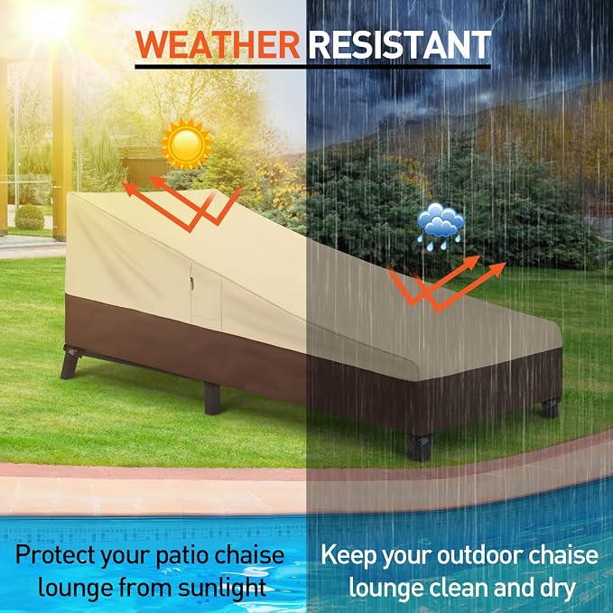 Arcedo Outdoor Lounge Chair Covers 2 Pack, Heavy Duty Waterproof Patio Chaise - Image 2
