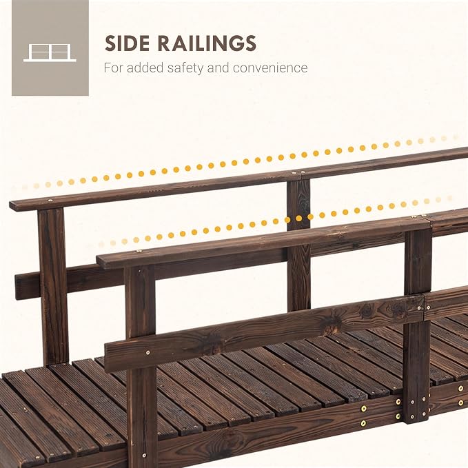 7 ft Pine Wood Garden Bridge - Image 5