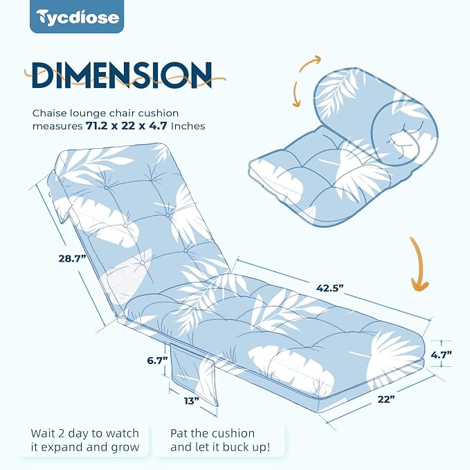 Outdoor Chaise Lounge Chair Cushion, Thickened Non-Slip Patio Lounge Chair - Image 3