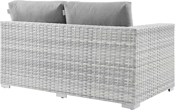 Modway Convene Wicker Rattan Outdoor Patio Right-Arm Loveseat in Light Gray Gray - Image 4