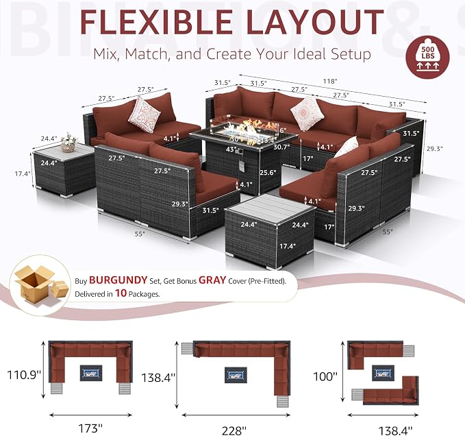 NICESOUL 13 Piece Outdoor Sectional Furniture - Image 6