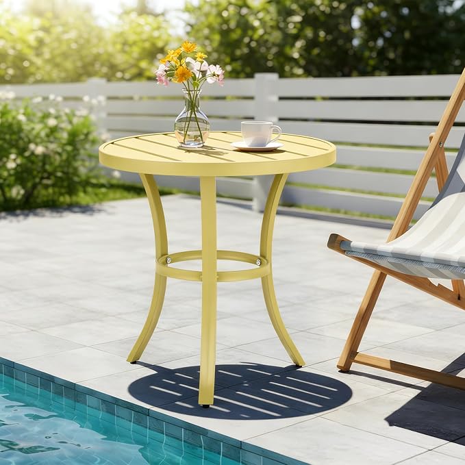 VINGLI Outdoor Side Table, Small Metal Patio End Table, Outdoor Round Table - Image 2