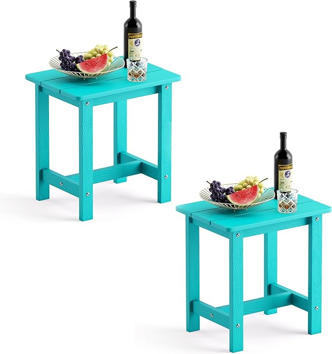 LUE BONA Outdoor Side Table Set of 2, HDPS Small Outdoor Table, Adirondack Side by LUEBONA