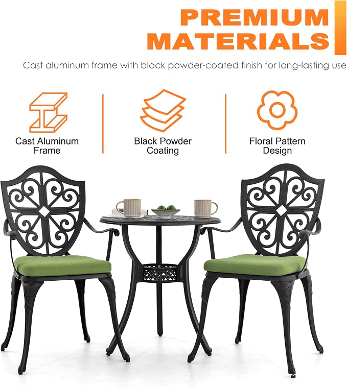 NUU GARDEN Outdoor 3 Piece Bistro Set - Image 5