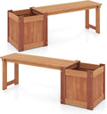 HAPPYGRILL Outdoor Bench with Planter Box, 2 Raised Garden Bed w/Spacious Seat by HAPPYGRILL