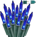 BrizLabs Blue Christmas Lights, 69.6ft 300 Count Blue String Lights Connectable by BrizLabs