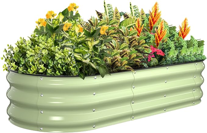 Kesfitt Raised Garden Bed, Oval Open-Bottom Design, 12-Inch Deep by Kesfitt