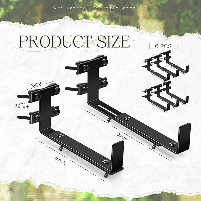6 Pcs Window Box Brackets Adjustable Planter Box Brackets Heavy Duty Deck - Image 2
