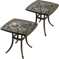 Outdoor 21" Cast Aluminum Square Side Table Set of 2 End Table by ZOTORUN