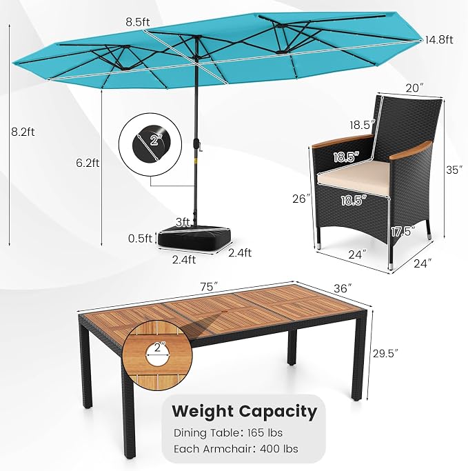 Tangkula 11 Pieces Patio Dining Set - Image 3