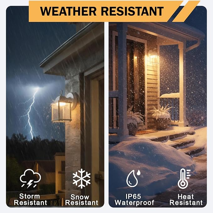 LIT-PaTH Outdoor LED Wall Lantern, Exterior Wall Sconce Porch Light Fixtures - Image 4