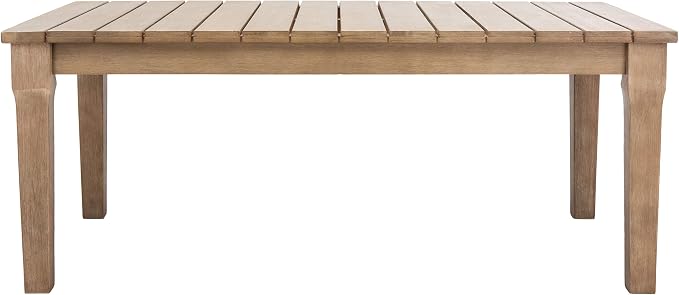 SAFAVIEH Couture Patio Martinique Natural Wood Outdoor Coffee Table - Image 5