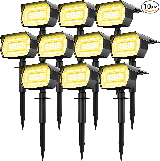 LOTMOS Solar Spot Lights Outdoor Waterproof IP67, 10 Pack Landscape Spotlights by LOTMOS