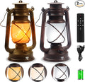 2 Pack Bronze Vintage 4 Modes Light LED Lanterns，Rechargeable Dancing Flame by Wondrastical