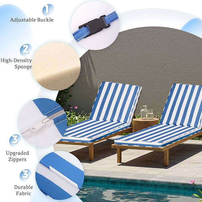 Chaise Lounge Cushions Outdoor Set of 2 - Image 3