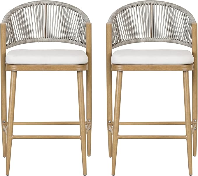 Christopher Knight Home Hearth 26.00" Patio Barstools Set of 2, Woven Wicker - Image 7