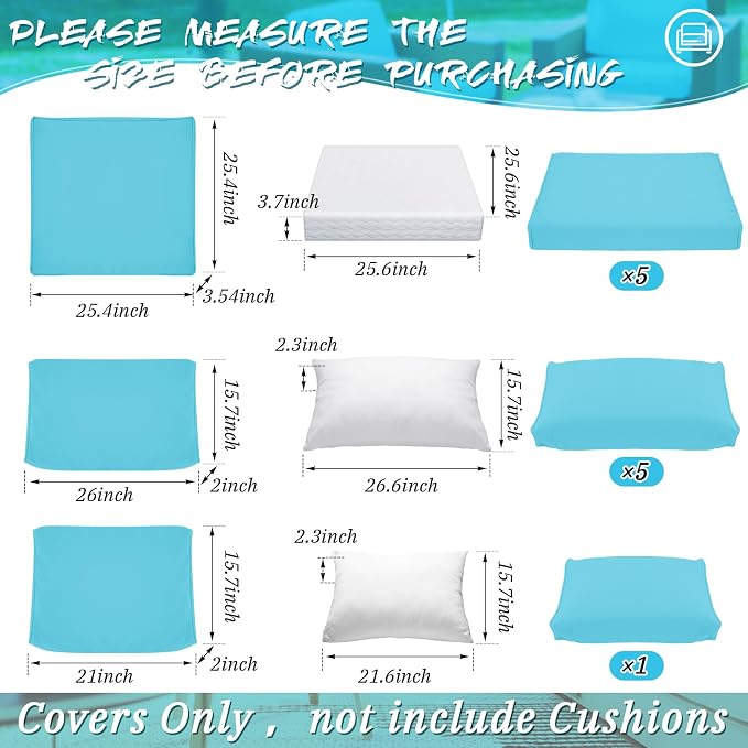Patelai 11 Pcs Waterproof Patio Cushion Covers - Image 3