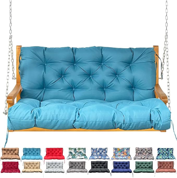 Porch Swing Cushion with Backrest, Waterproof Bench Cushion by NANGELRN
