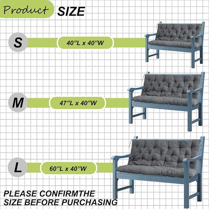 Waterproof Porch Swing Cushion Replacement, Thick 4" 2–3 Seat Outdoor Swing - Image 7
