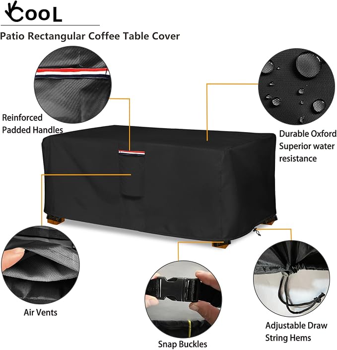 Outdoor Coffee Table Cover, Waterproof Rectangular Patio Small Side Table Cover - Image 3