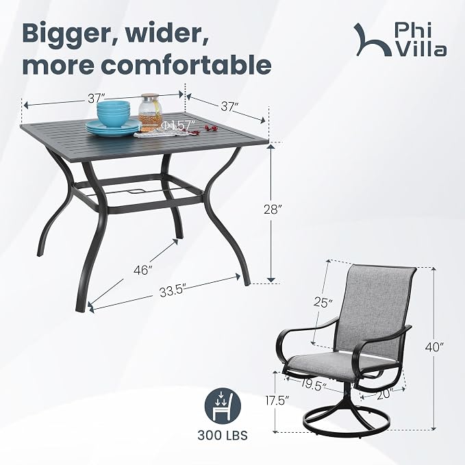 PHI VILLA 5 PCS Patio Dining Set - Image 7
