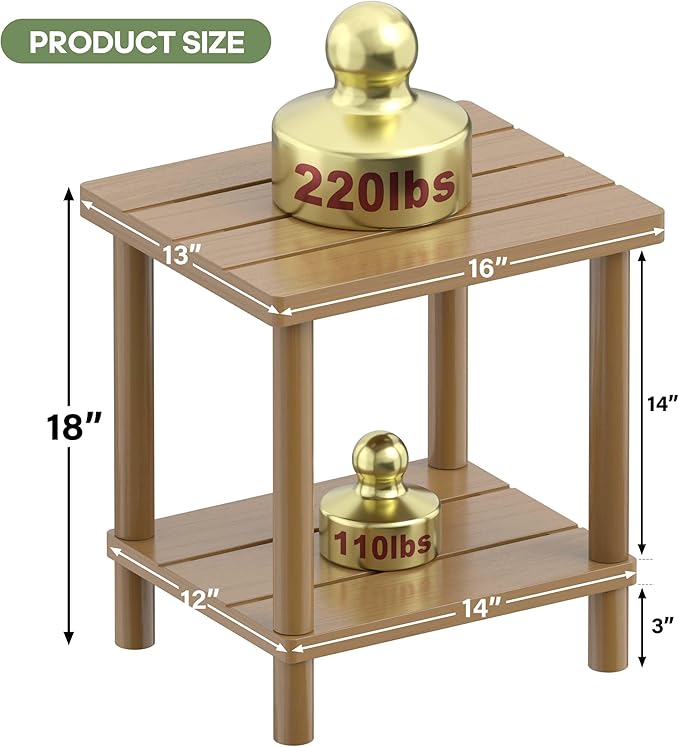 Outdoor Side Table, 2-Tier Small Outdoor Table - Image 2