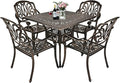 TITIMO 5-Piece Cast Aluminum Outdoor Patio Dining Set, 4 Pattern Chairs and by TITIMO