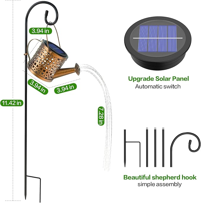 Solar Lights Outdoor Decorative, 2 Pack Metal Watering Can Lights Outdoor - Image 7