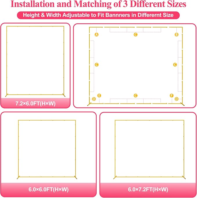 Wokceer Wedding Arch Backdrop Stand Square 7.2 x 6 FT Wedding Arches - Image 2