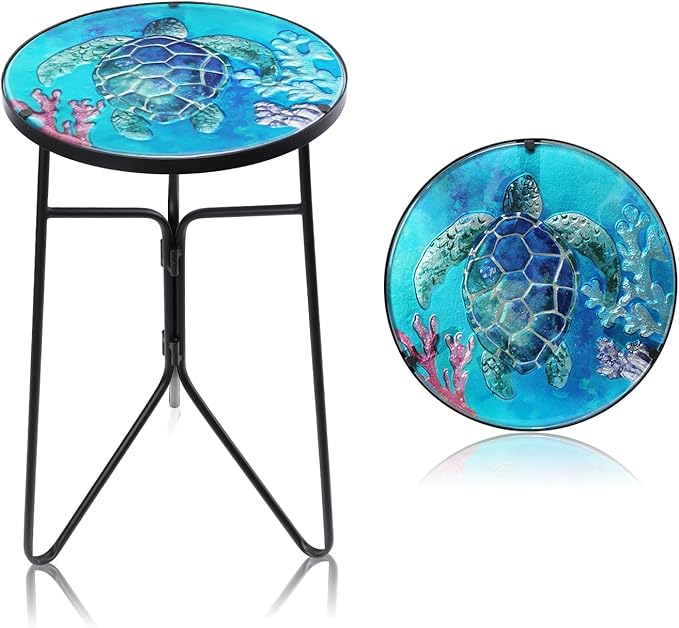 VCUTEKA Patio Side Table Outdoor Accent Table Bistro Coffee Table Plant End by VCUTEKA