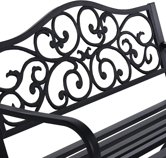 Sophia & William 50" Outdoor Garden Bench Patio Park Bench, Cast Iron Metal - Image 6