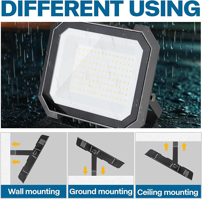 2 Pack LED Flood Lights Outdoor, 150W 15000LM Super Bright Floodlight Outside - Image 5