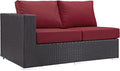 Modway Convene Wicker Rattan Outdoor Patio Left Arm Loveseat in Espresso Red by Modway