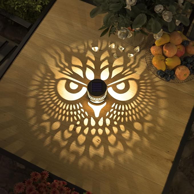 4 Pack Solar Fence Lights Metal Solar Powered Outdoor Wall Deck Step Lights Owl - Image 6