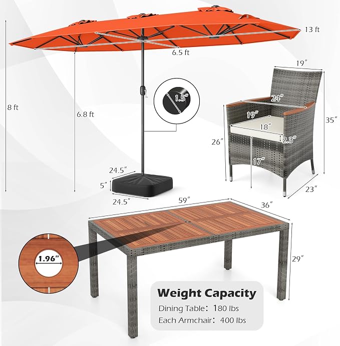 Tangkula 9 Piece Rattan Outdoor Dining Set - Image 6