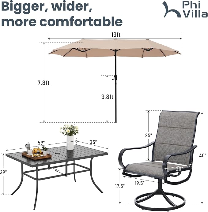 PHI VILLA 8 Piece Patio Dining Set - Image 8
