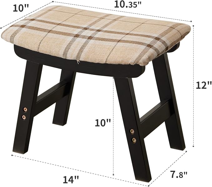 Foot Stool, Bamboo Small Sofa Foot Rest Under Desk, Extra Seating - Image 2