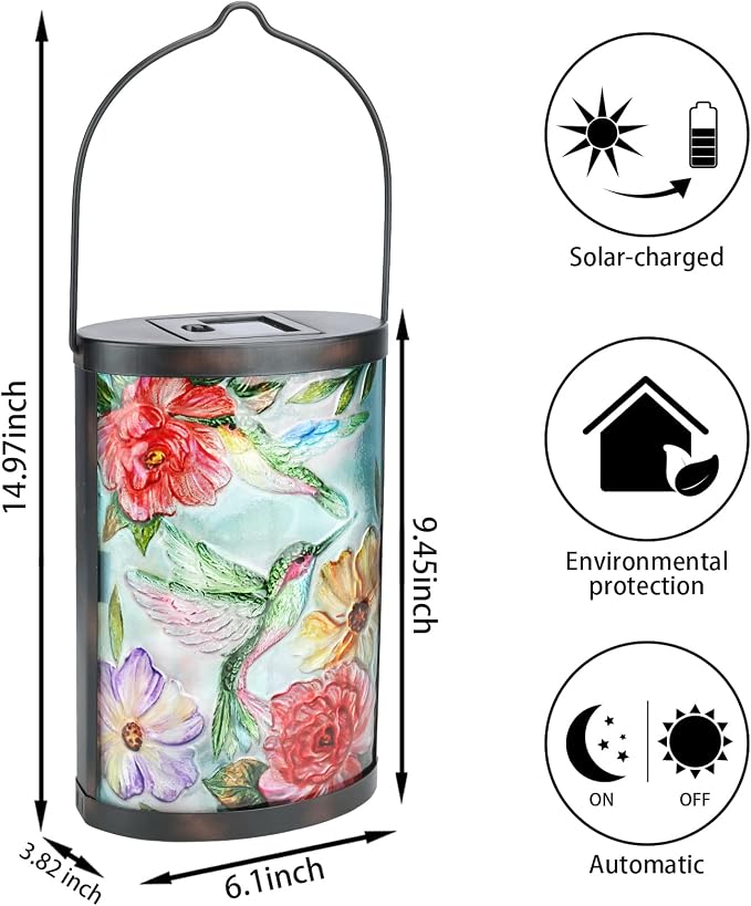 Hanging Solar Lantern Outdoor Waterproof LED Hummingbird Solar Lights Outdoor - Image 2