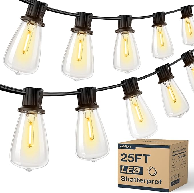 addlon 25FT LED Outdoor String Lights Waterproof Patio Lights by addlon