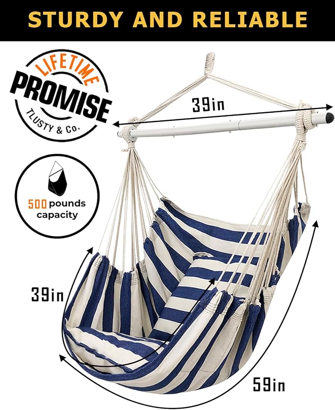 ADVOKAIR Hammock Chair Hanging Chair Swing Large Indoor - Image 5