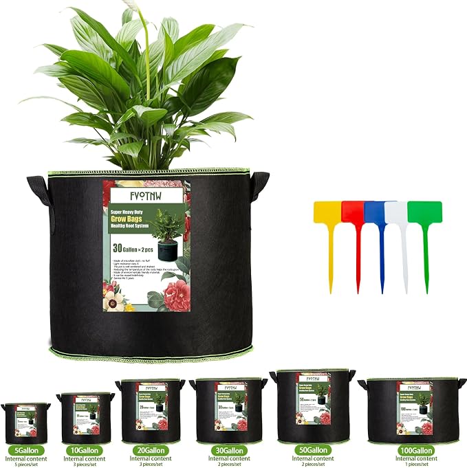 3-Pack 15 Gallon Plant Grow Bags, Thickened Nonwoven Fabric Pots - Image 3