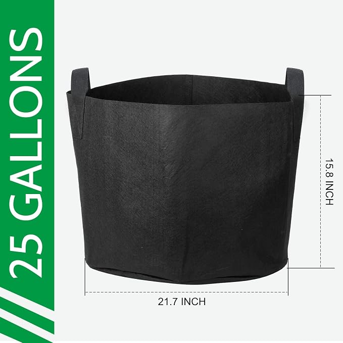 JERIA 12-Pack 25 Gallon Grow Bags, 300G Thickened Nonwoven Garden Pots - Image 2