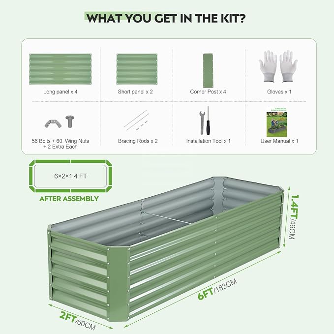 ZORMY 6×2×1.4ft Galvanized Raised Garden Bed Kit, Metal Planter Boxes Outdoor - Image 5