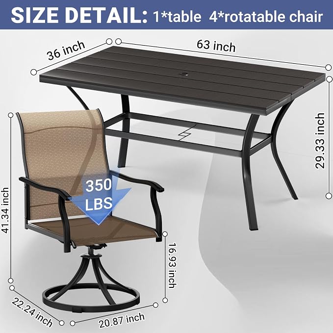 LEVELEVE 7 Piece Outdoor Patio Dining Set - Image 5