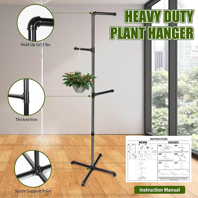 Hanging Plant Stand, Plant Hanger Indoor, Corner Hanging Plant Stand, Living - Image 3